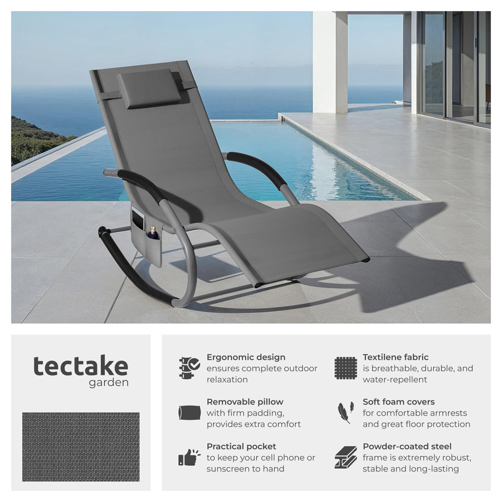 tectake Taya Set of 2 Grey Rocking Sun Lounger Image 6