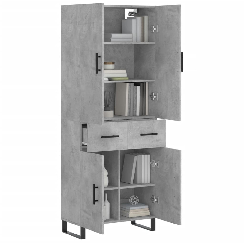 vidaXL 4 Door 2 Drawer Concrete Grey Highboard Image 3