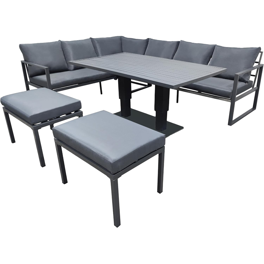 Alivio 8 Seater Grey L-Shaped Garden Sofa Set with Adjustable Table and Ottomans Image 2