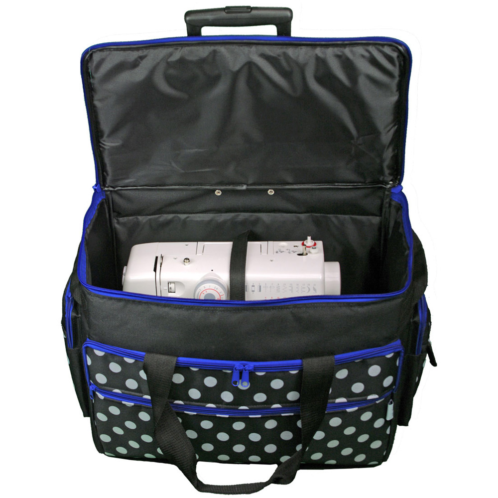Sewing Online 006106-BLK-BLUE Black White Spot Blue Trim Sewing Machine Trolley Bag 53 x 41 x 29cm Image 3