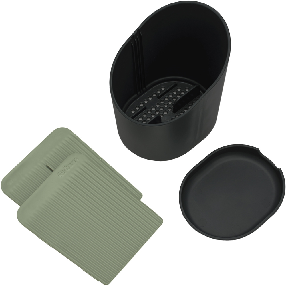 ReBorn Charcoal Grey and Sage Green Compact Plastic Cutlery Drainer with Knife Safety Slot Image 5