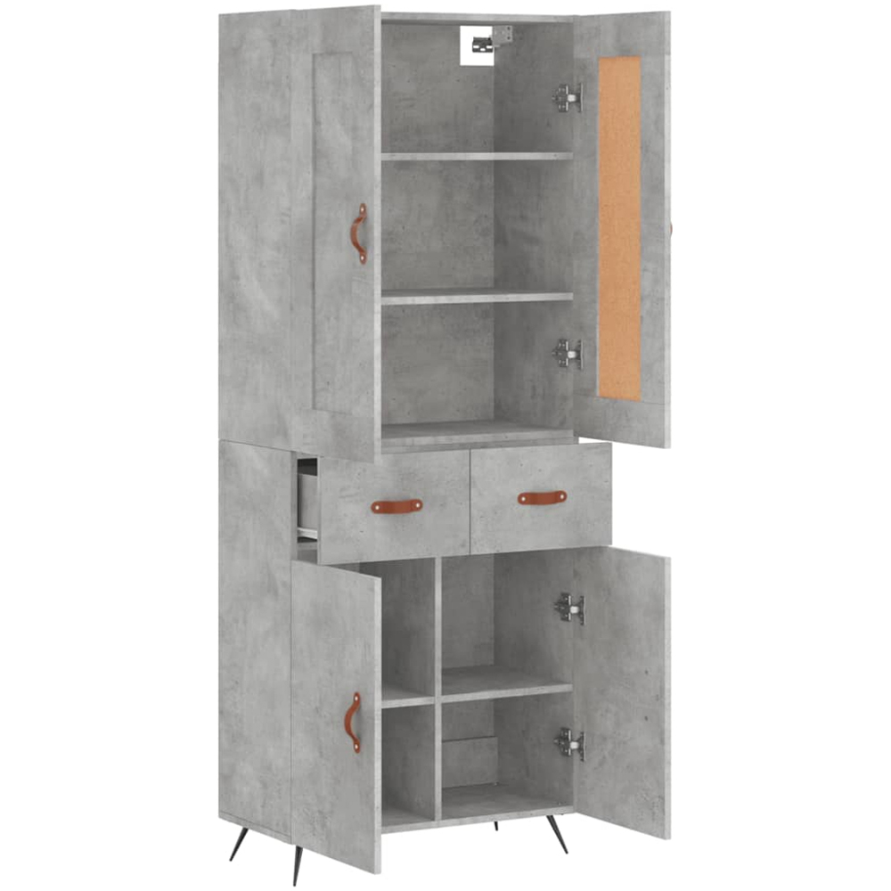 vidaXL 4 Door 2 Drawer Concrete Grey Highboard Image 4