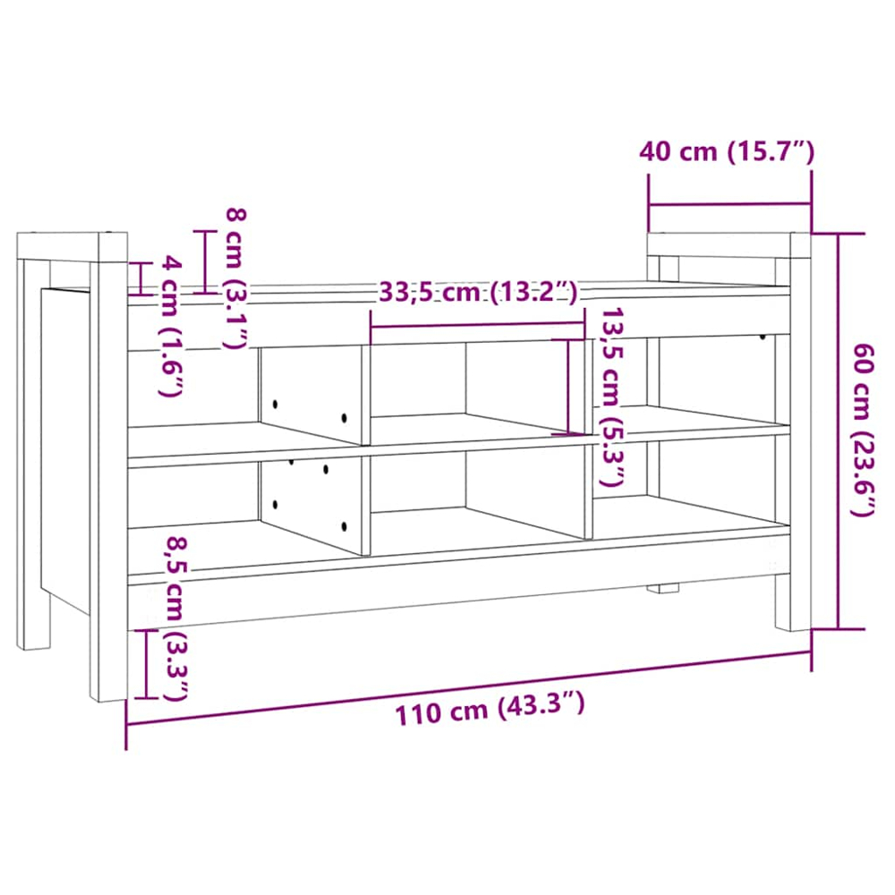 vidaXL 6 Shelf Natural Wooden Hallway Bench Image 8