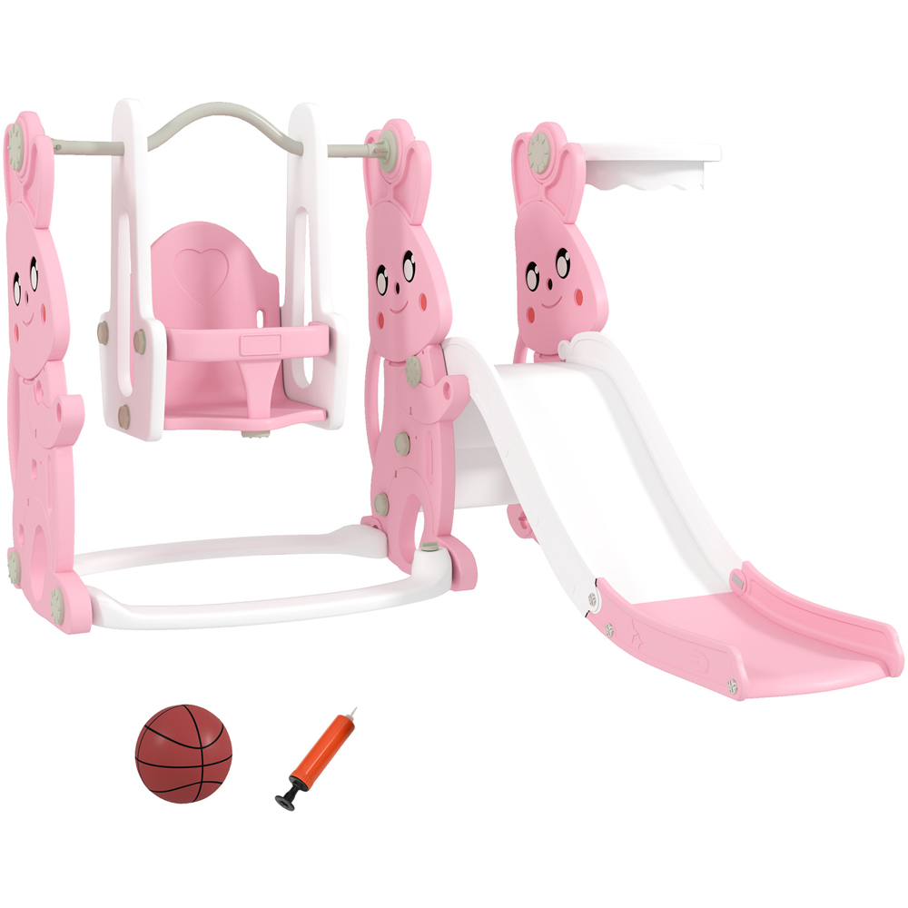 AIYAPLAY 4-in-1 Kids Pink Slide and Swing Set Image 3