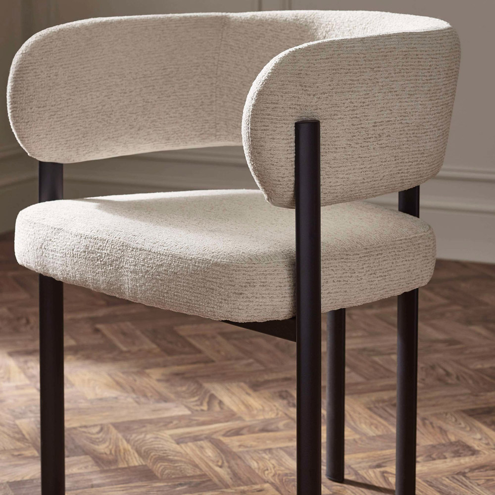 Julian Bowen Bolivia Set of 2 Cream Chenille Upholstered Dining Chair Image 5