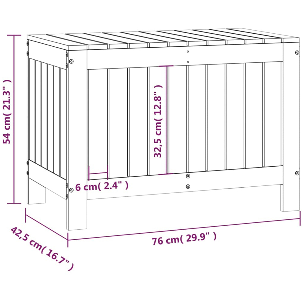 vidaXL 54 x 76 x 42.5cm Black Pine Wood Garden Storage Box Image 9