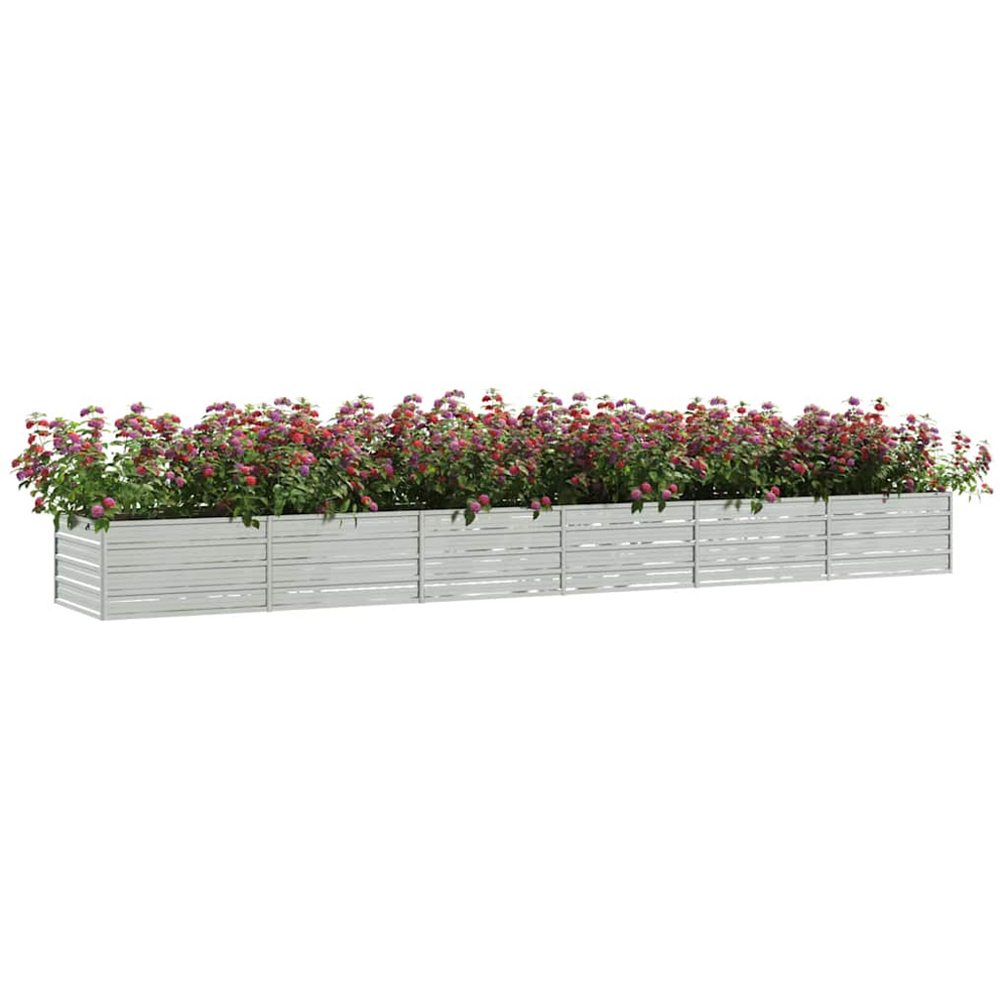 vidaXL Silver Galvanised Steel Raised Garden Bed 480 x 80 x 45cm Image 2