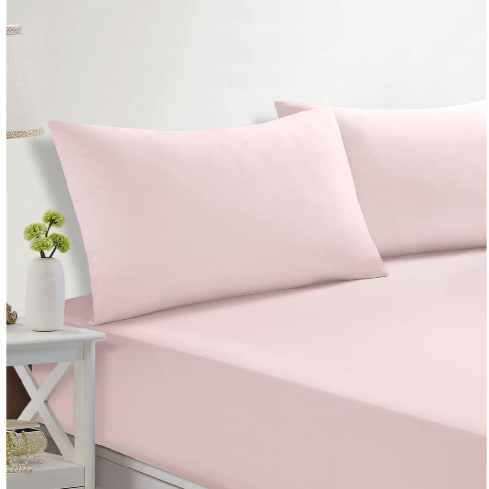 Easy Care Plain Sheeting Set Blush Single Image 2