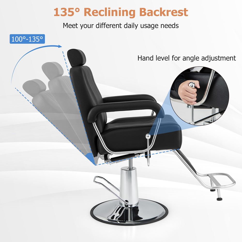 Costway Black Hydraulic Barber Chair with Adjustable Headrest Image 6
