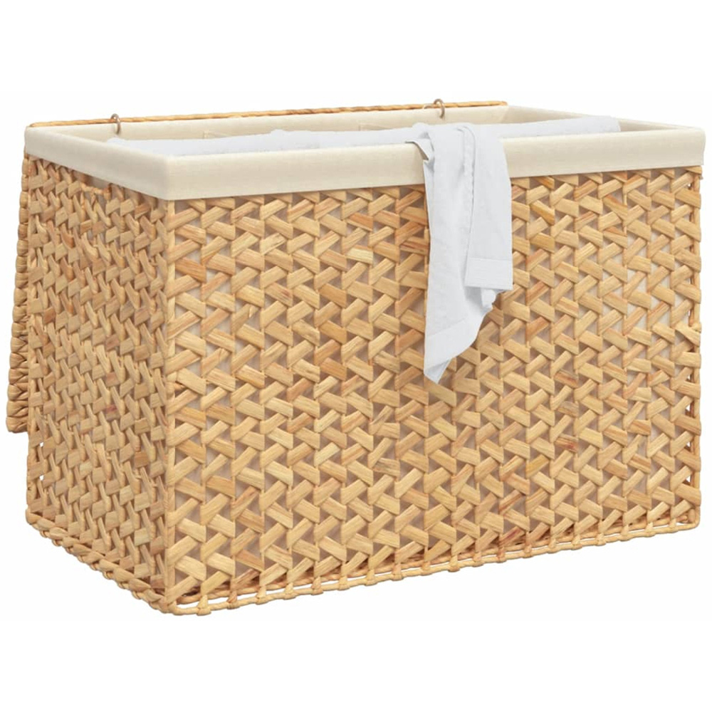 vidaXL 3 Section Brown Water Hyacinth Laundry Basket 52 x 75 x 42.5cm Image 2