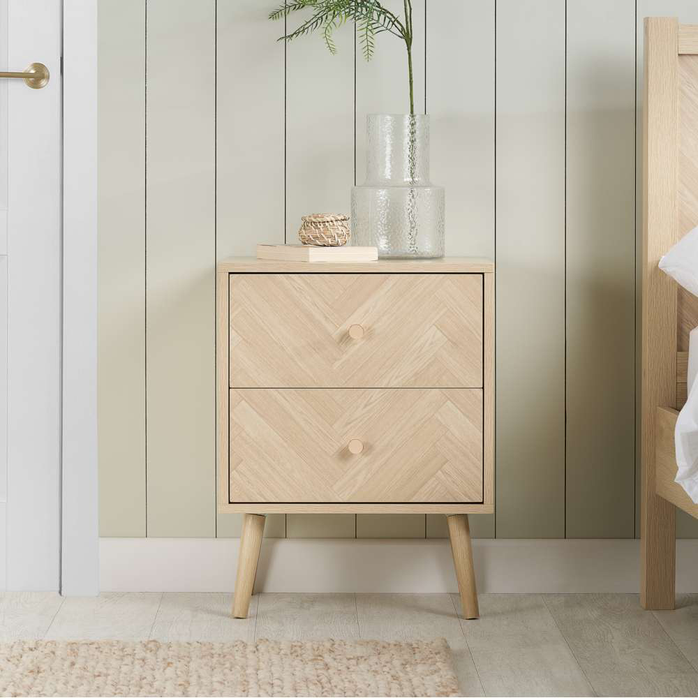 Birlea Herringford 2 Drawer Oak Bedside table Image 7