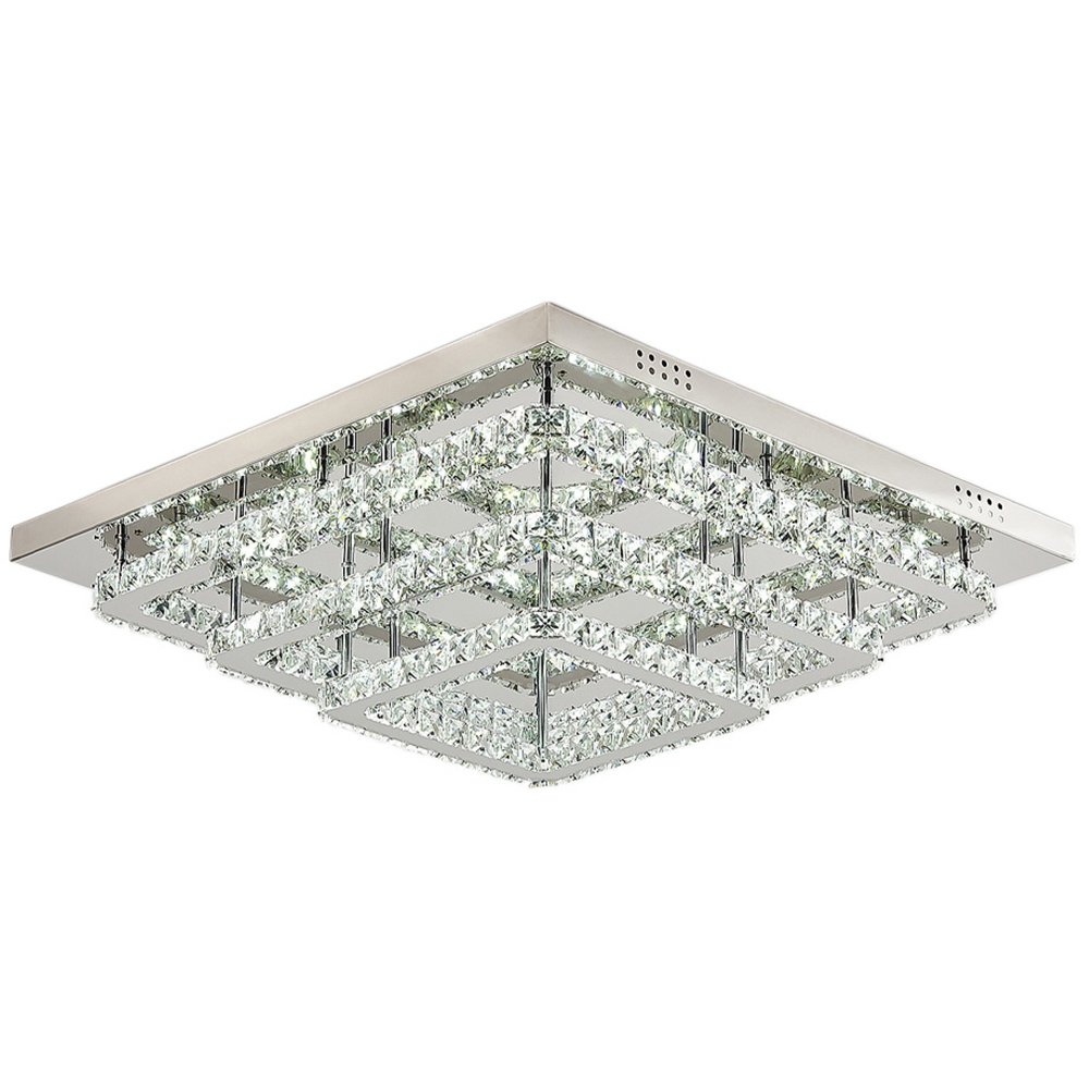 Living and Home 24 inch Square Glamourous Cystal LED Ceiling Light Image 1