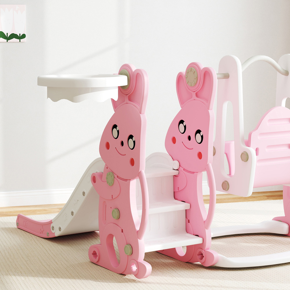 AIYAPLAY 4-in-1 Kids Pink Slide and Swing Set Image 5
