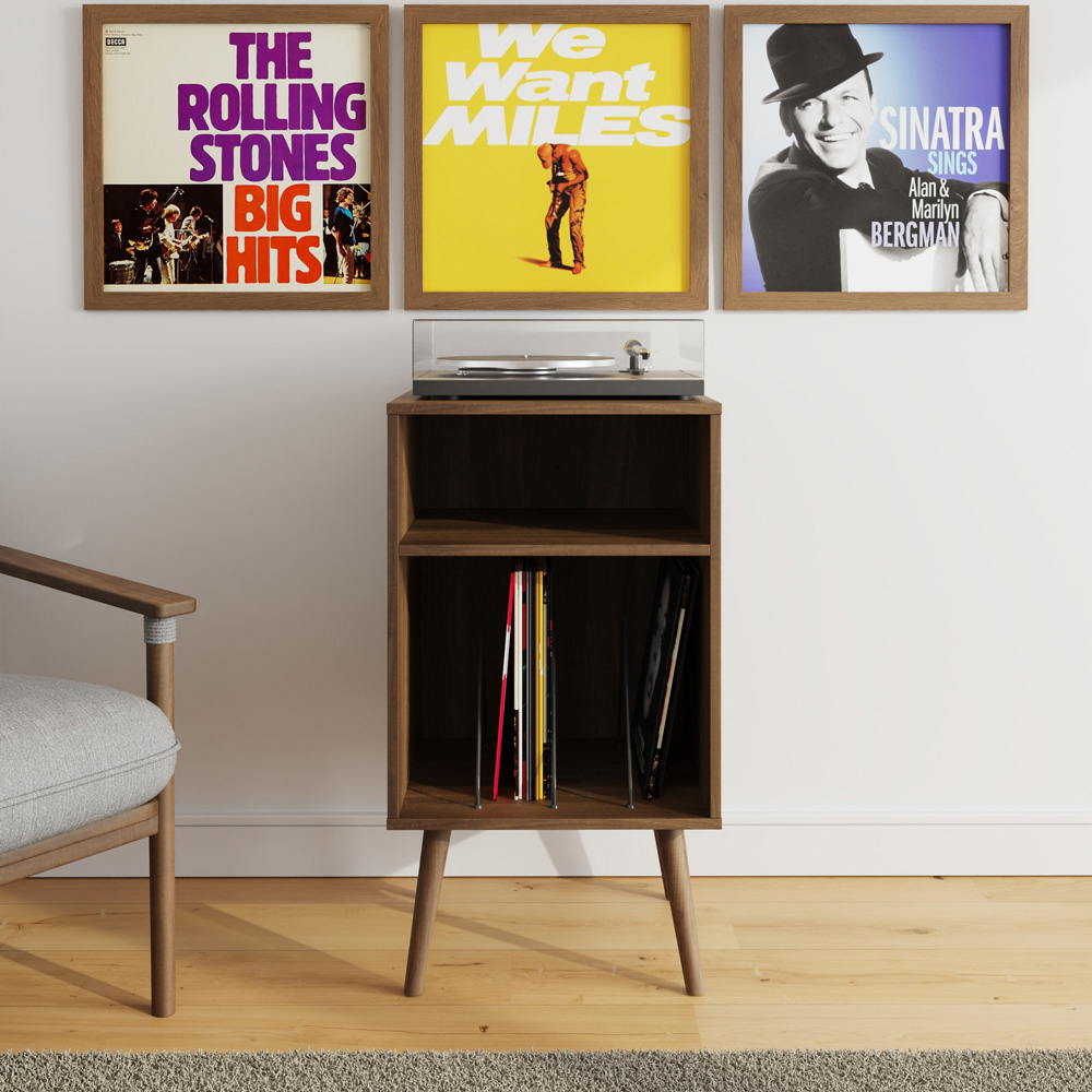 GFW Jaxon 2 Shelf Walnut Compact Open Turntable Stand Image 7