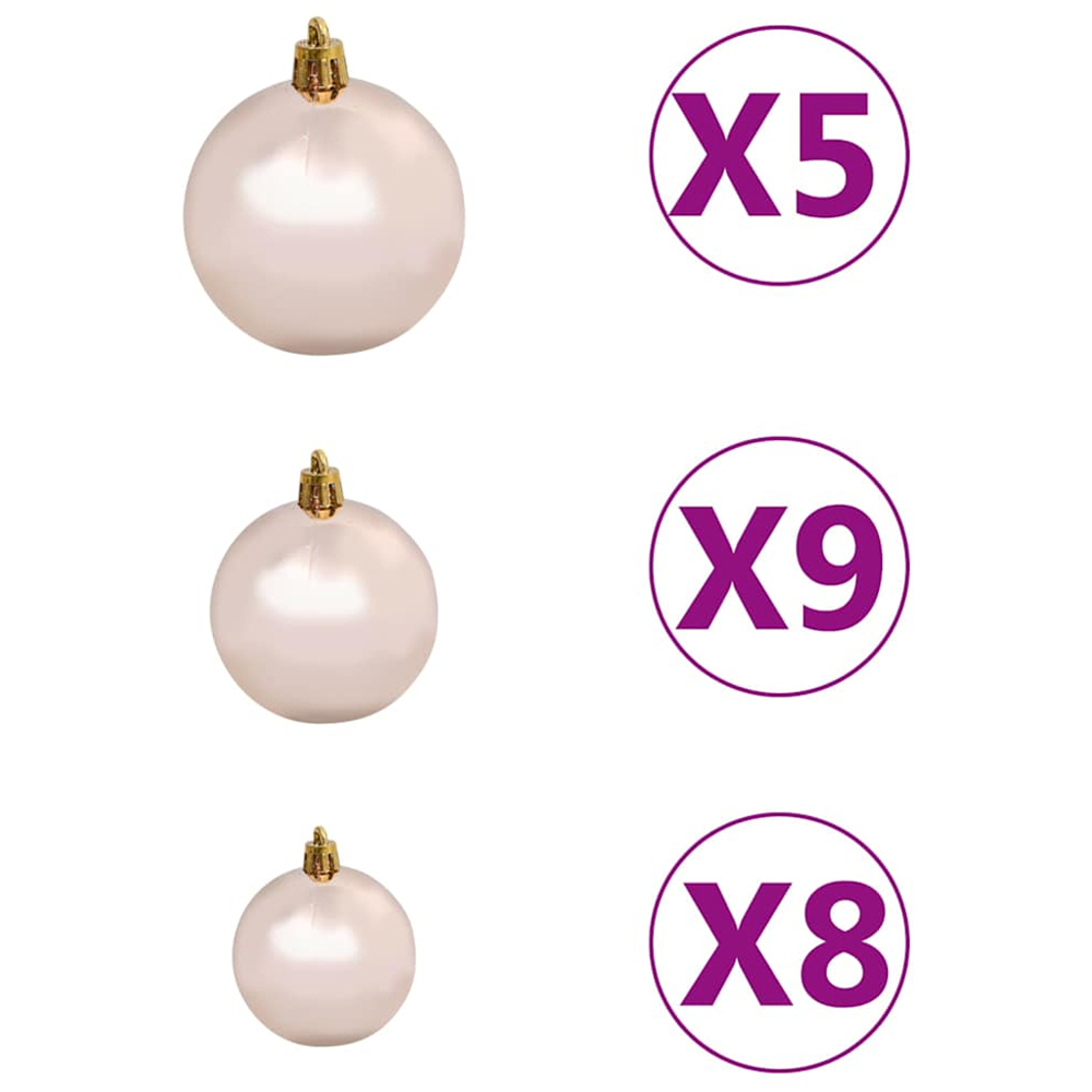 vidaXL White Artificial Christmas Tree with LEDs Rose Gold Decoration Ornaments 4ft Image 7