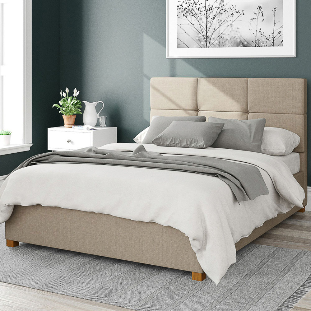 Aspire Caine Double Natural Eire Linen Ottoman Bed Image 1