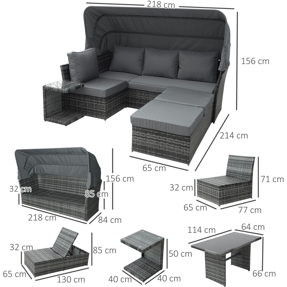 Outsunny 5 Seater Mixed Grey Rattan Garden Sofa Set Image 7