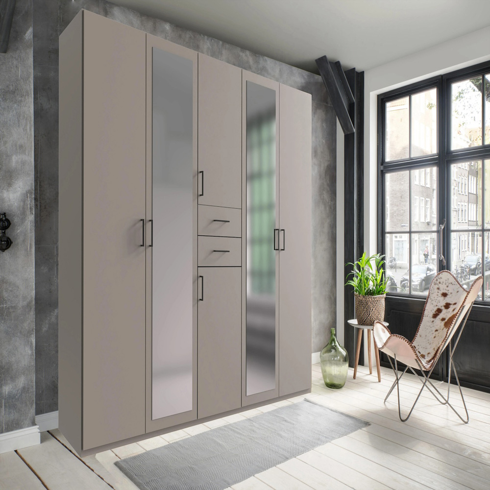 TJ'S Dillingen 6 Door 2 Drawer Grey Sahara Wardrobe Image 5