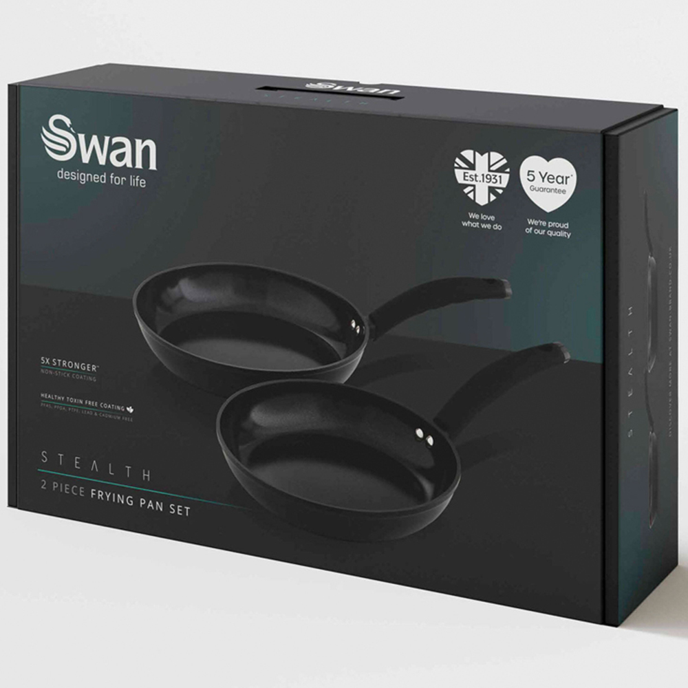 Swan Stealth 2 Piece Black Forged Aluminium Frying Pan Set Image 9