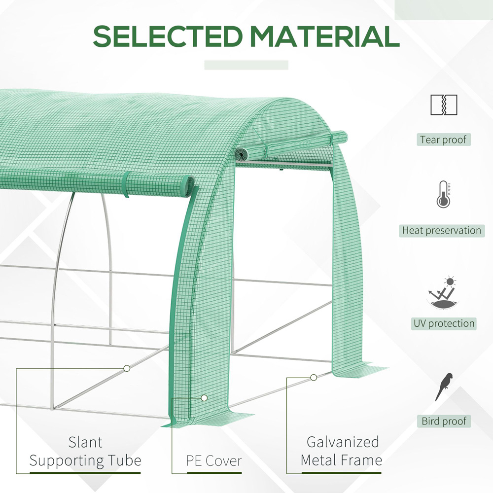 Outsunny Green Plastic 10 x 19.5ft Polytunnel Greenhouse Image 7