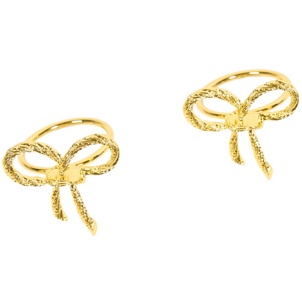 Pack of 2 Bow Napkin Rings Gold Image 2