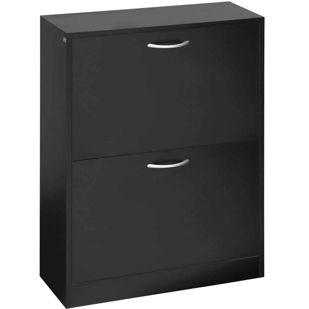 HOMCOM 2 Tier Black Tipping Shoe Cabinet Image 2