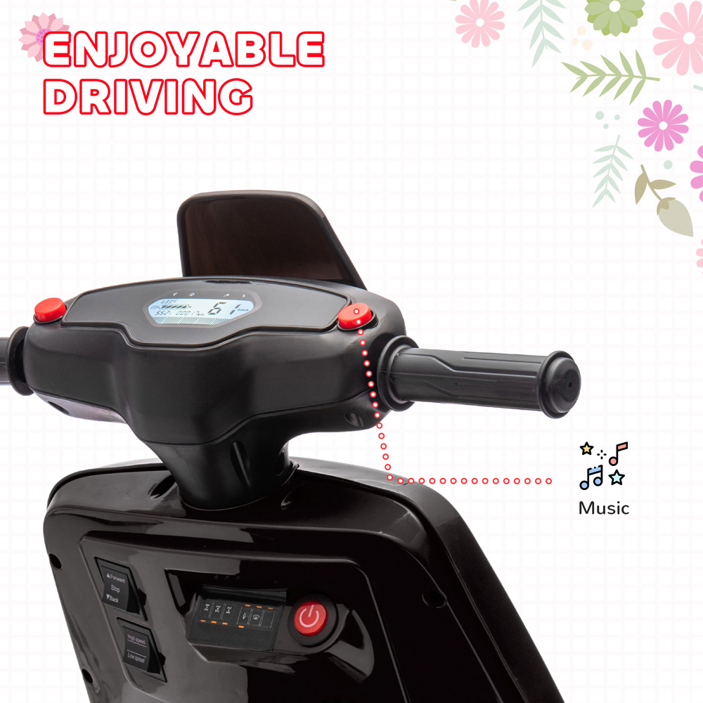 AIYAPLAY Black Kids Electric Motorbike with Headlight and Music Image 6