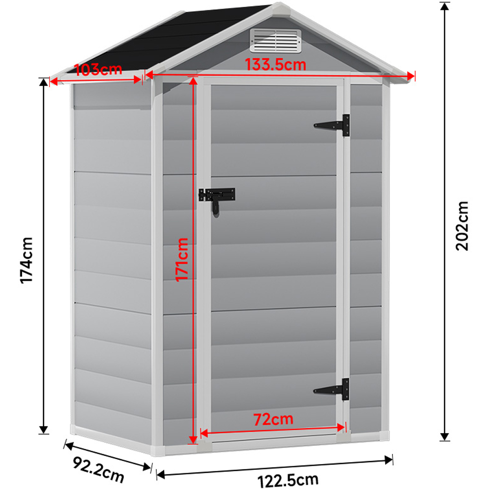 Living and Home 4 x 3ft Grey Waterproof Outdoor Storage Shed Image 8