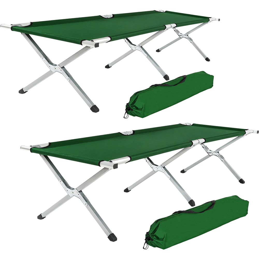 tectake Green Aluminium Camping Beds 2 Pack Image 3