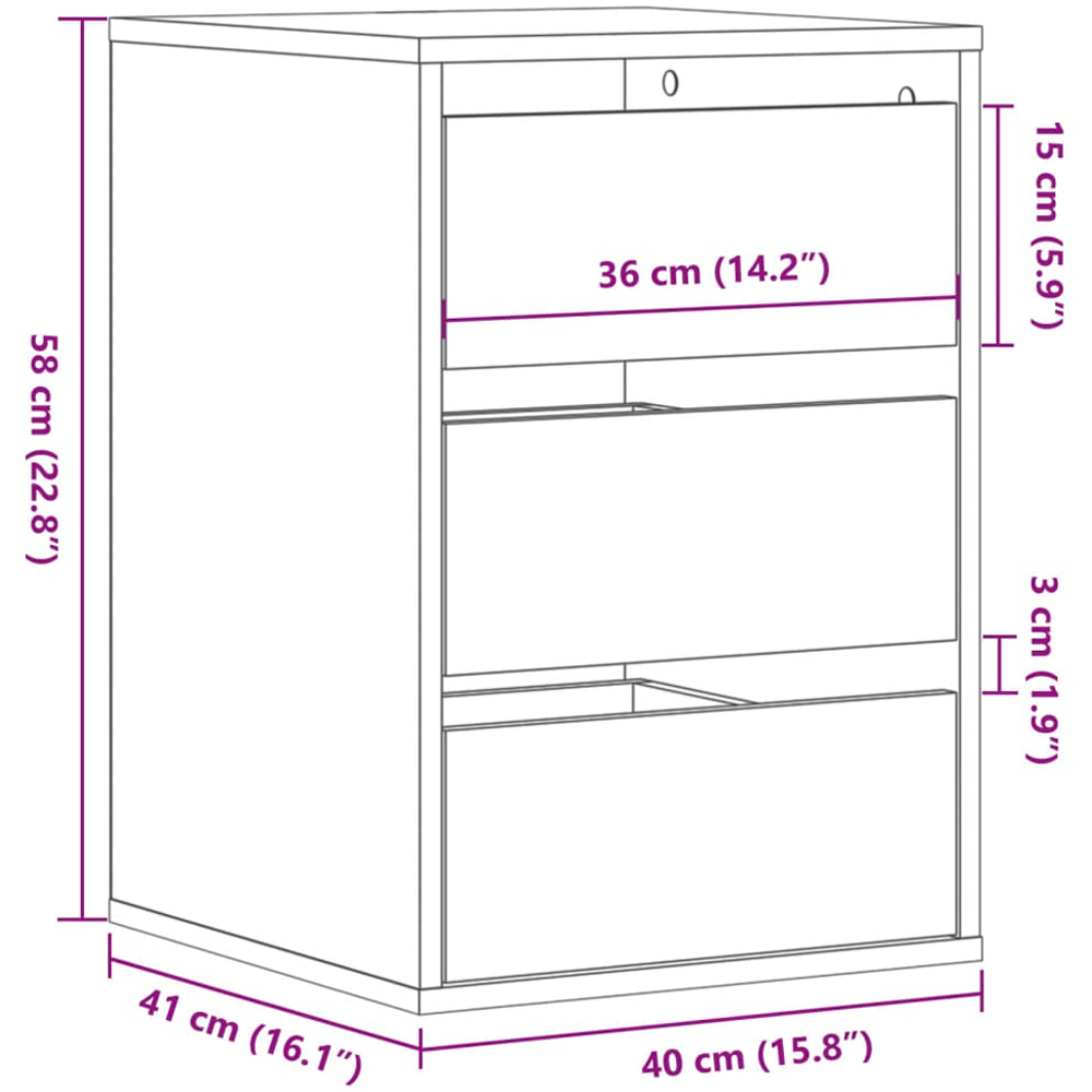 vidaXL 3 Drawer Old Wood Chest of Drawers Image 9