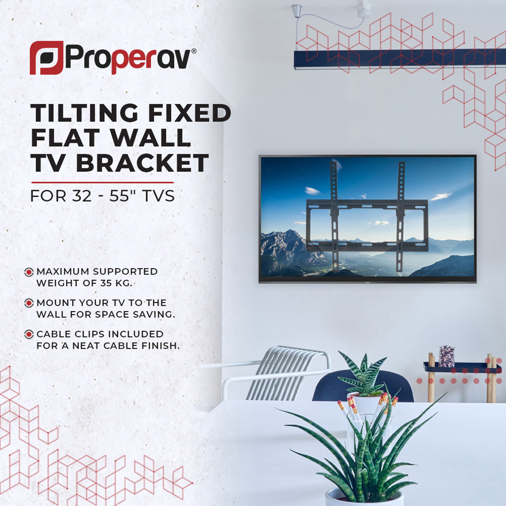 ProperAV Black 32 to 55 Inch Flat Tilting TV Bracket Image 3