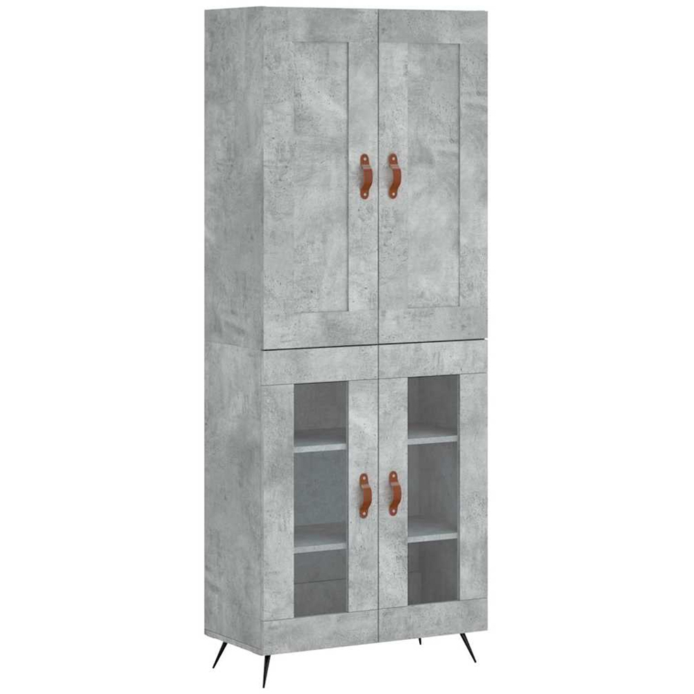 vidaXL 4 Door Concrete Grey Highboard with Metal Feet Image 2