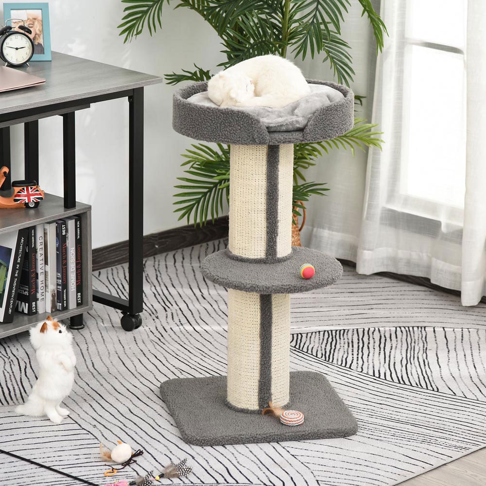 PawHut 91cm Cat Tree Grey Image 8