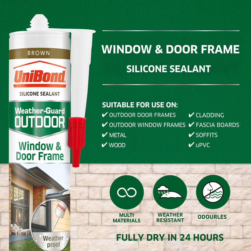 UniBond Brown Window and Door Frame Outdoor Sealant Cartridge 392g Image 2