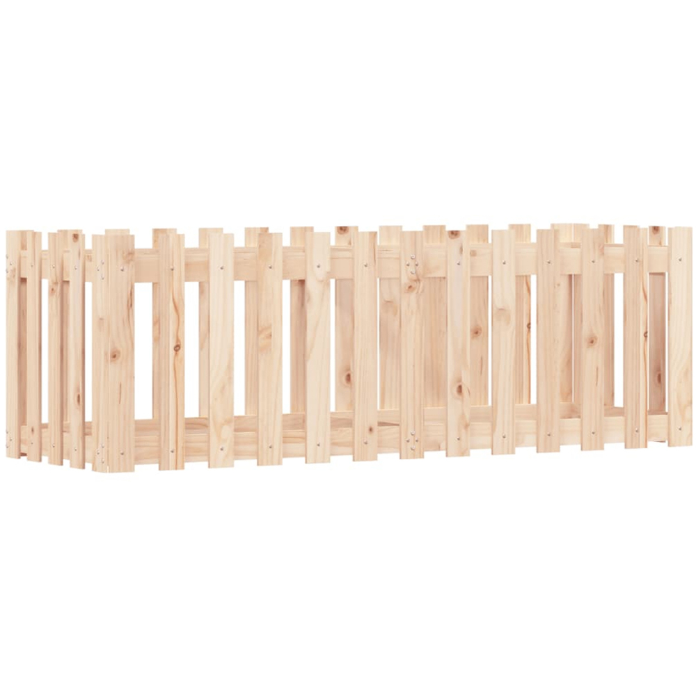vidaXL Natural Solid Pine Wood Fence Design Raised Garden Bed 150 x 50 x 50cm Image 3