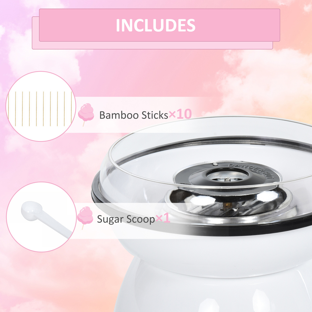 HOMCOM 800-060WT 450W White Non-Stick Electric Candyfloss Machine Kit Image 6