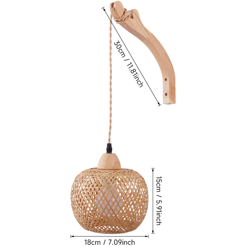 Living and Home Bamboo Lantern E27 Plug-In Wall Light Image 8