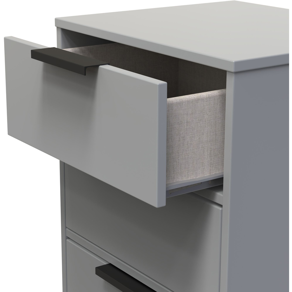 Crowndale Diego 5 Drawer Dusk Grey Tall Bedside Cabinet Ready Assembled Image 5