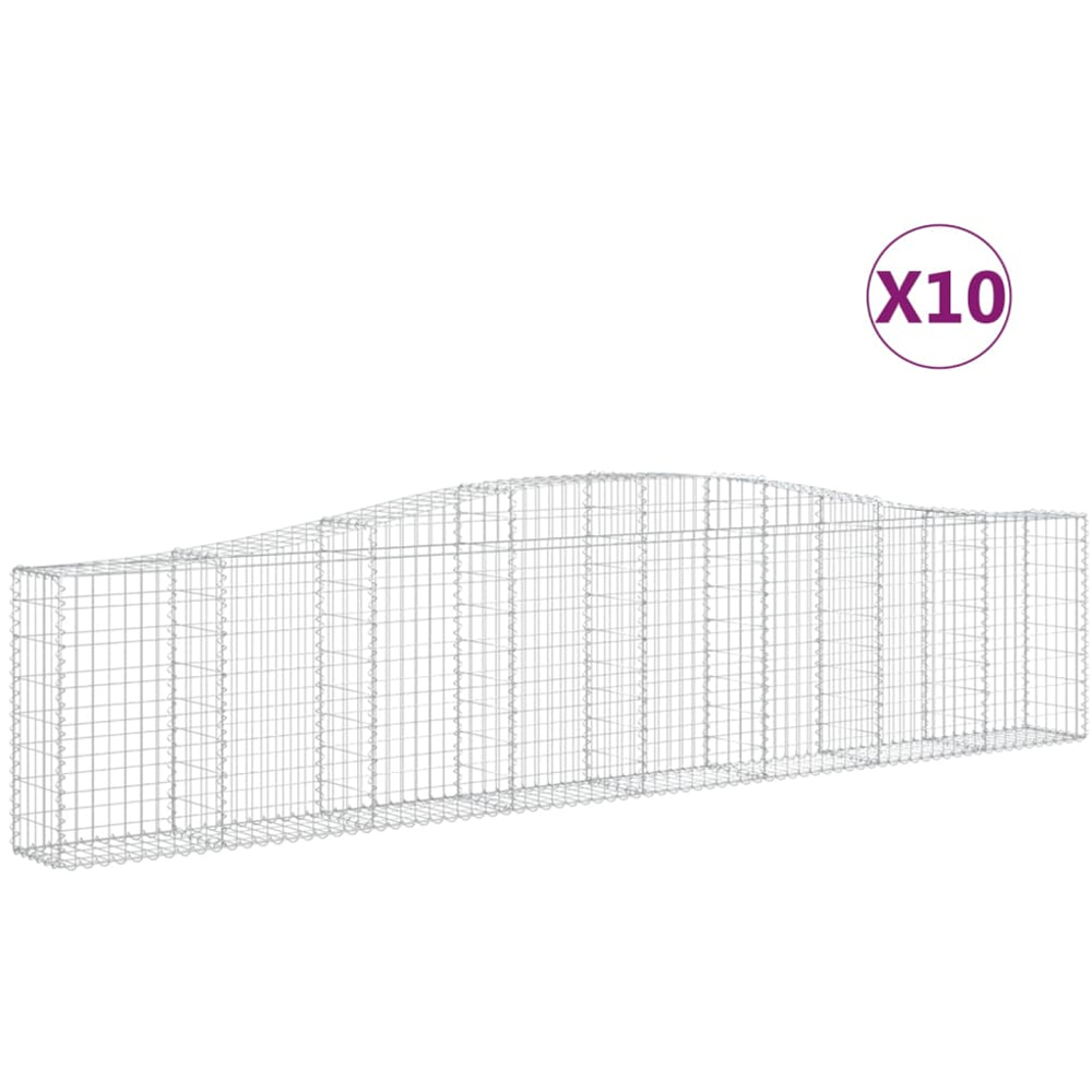vidaXL Silver Galvanised Iron Arched Gabion Basket 400 x 30 x 80/100cm 10 Pack Image 2