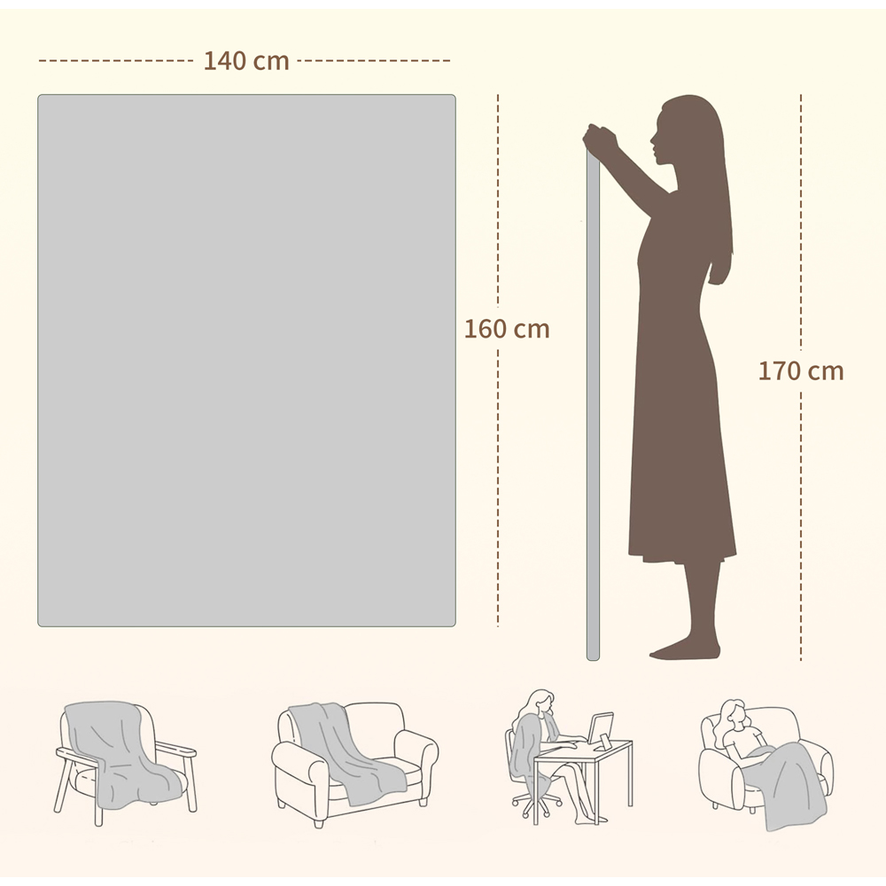 HOMCOM Grey Ultra Soft Velvet Electric Blanket Image 9