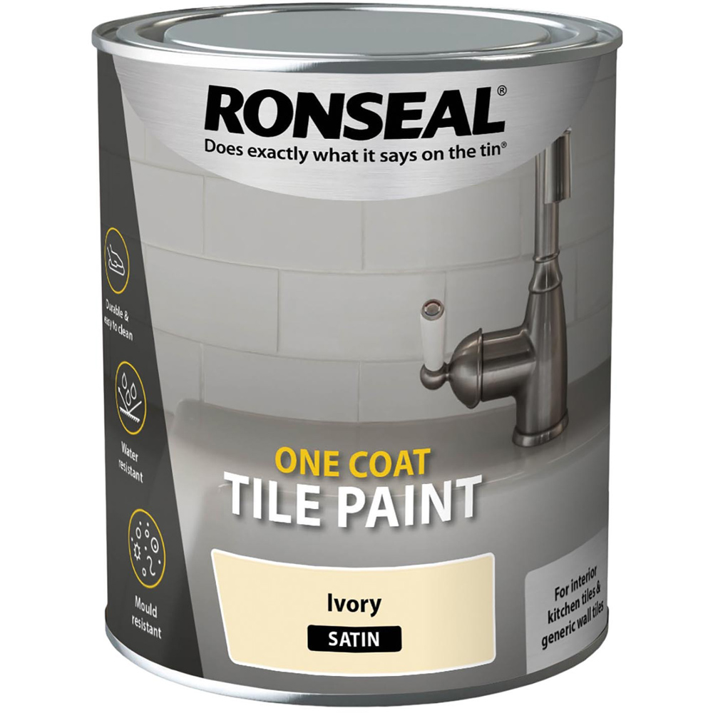 Ronseal One Coat Ivory Satin Tile Paint 750ml Image 2