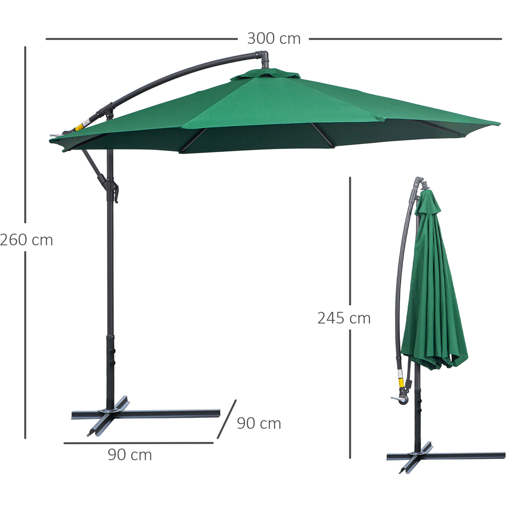 Outsunny Green Crank Handle Cantilever Parasol with Cross Base 3m Image 7