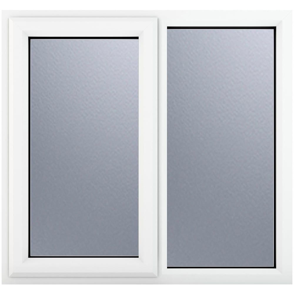 Crystal uPVC Double Glazed Window LH Side Hung Next to a Fixed White Obscure Glass 1190x965mm Image 1