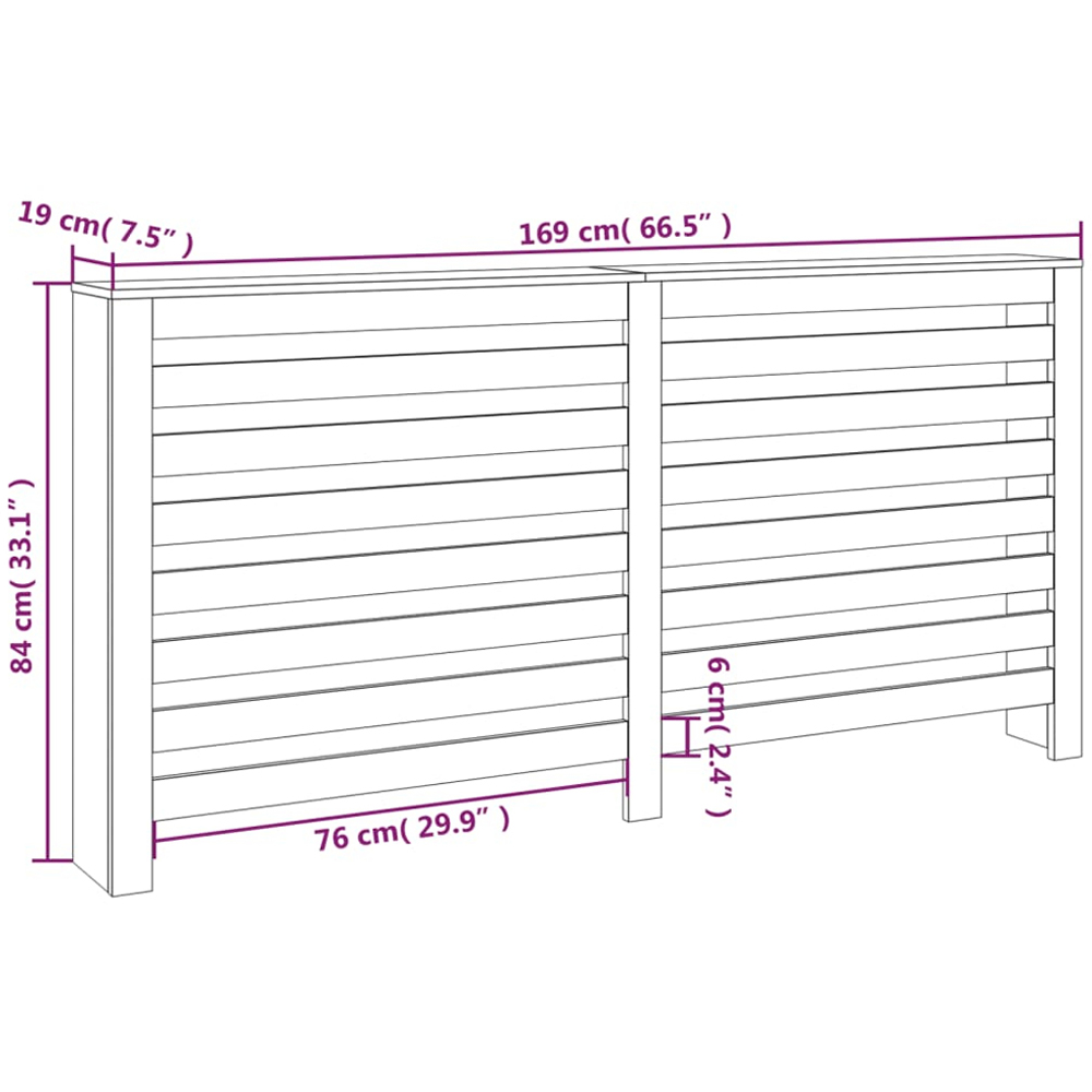 vidaXL White Solid Pine Wood Radiator Cover 169 x 19 x 84cm Image 6