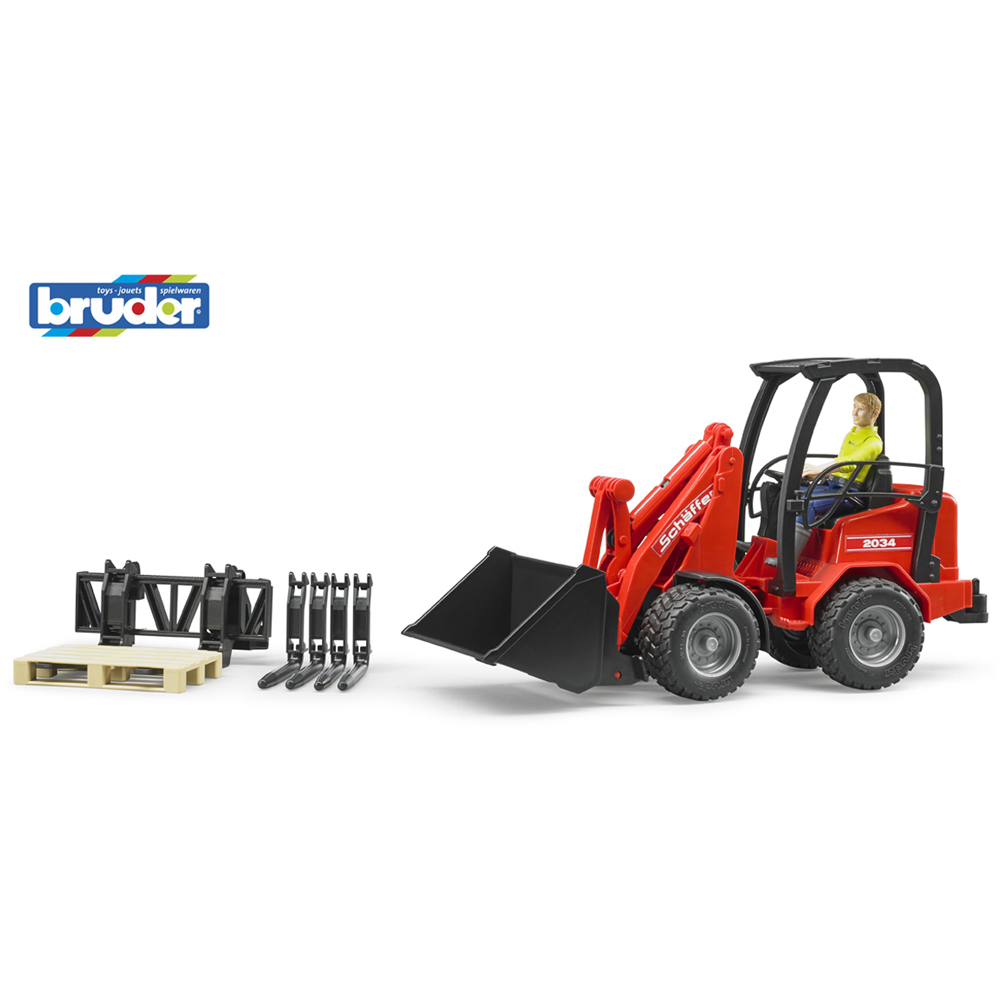 Bruder Kids Schaffer 2630 Compact Loader Playset Model with Driver Figure and Accessories Image 8