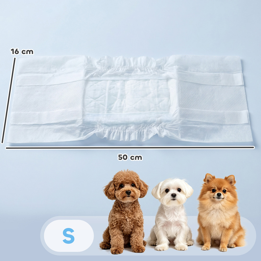 PawHut Small Super Absorbent Male Dog Diapers 30-48cm 48 Pack Image 9