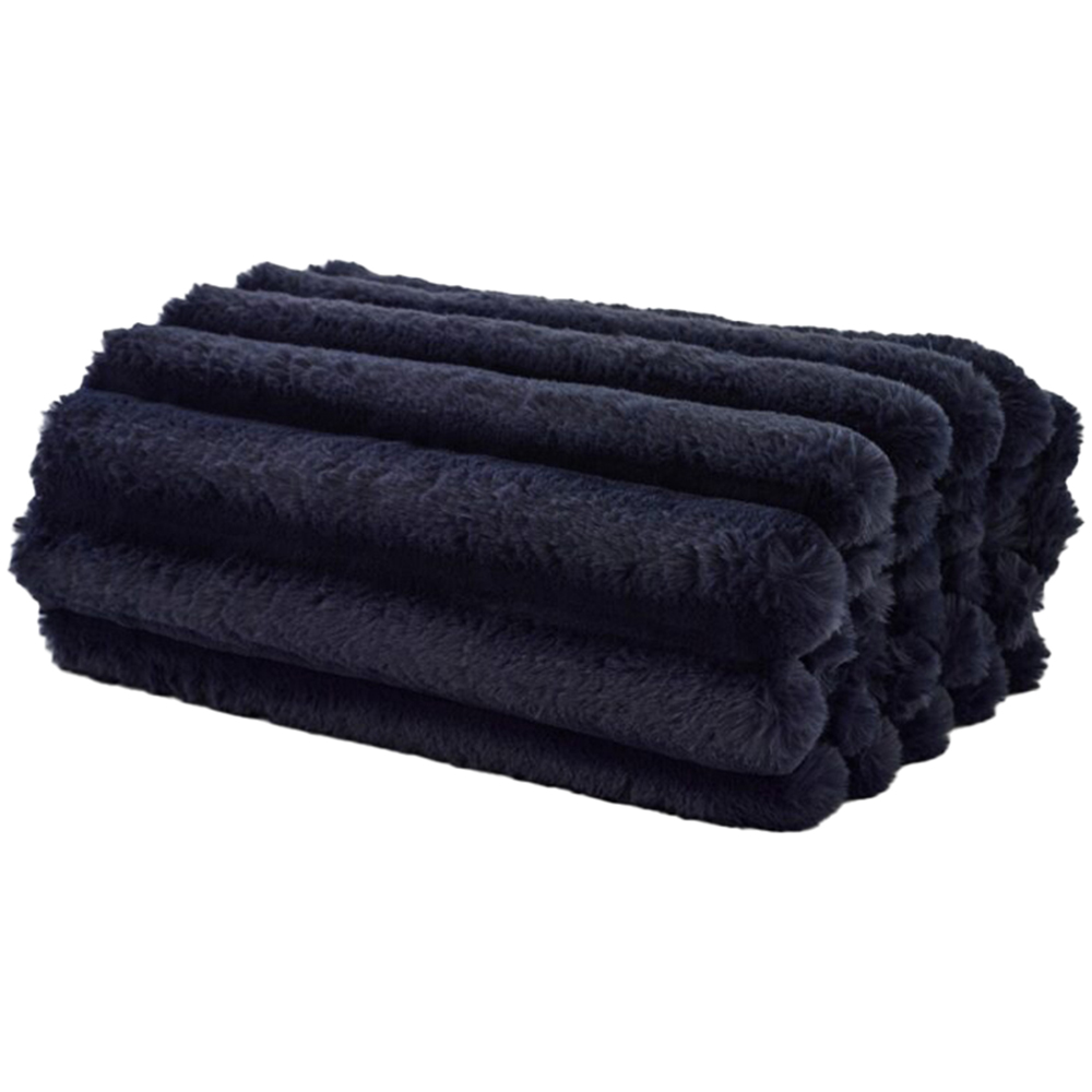 Deyongs Kenwood Ink Blue Faux Fur Throw 130 x 170cm Image 1