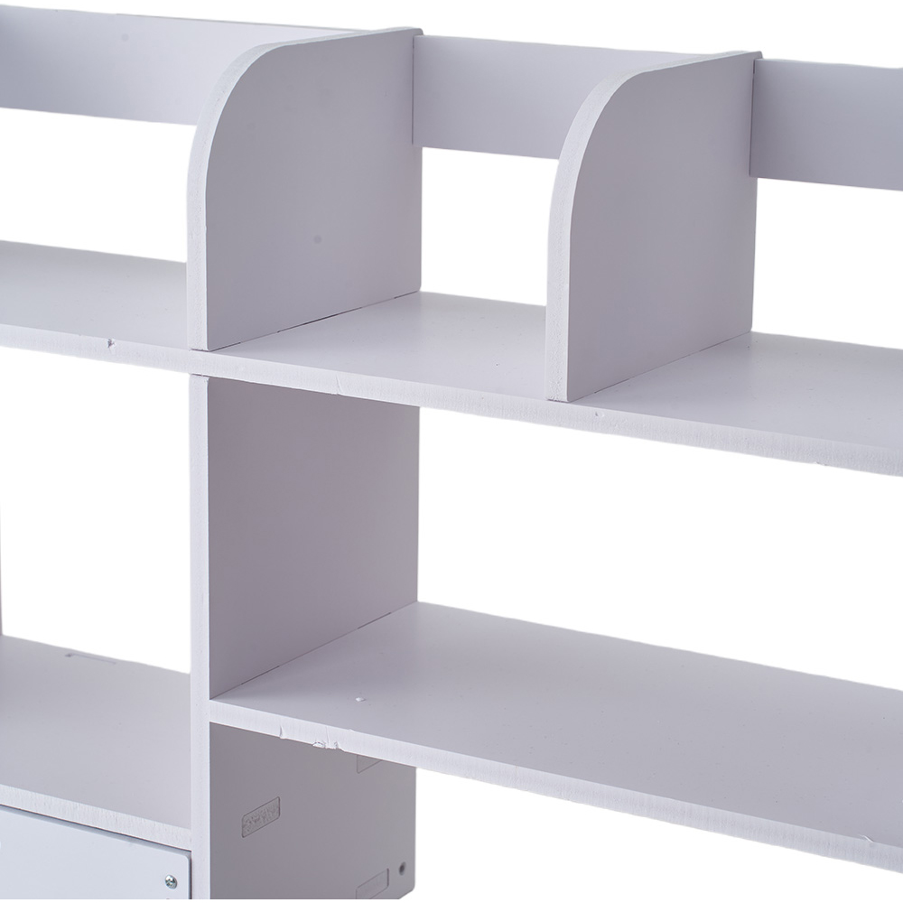 Living and Home Single Drawer 5 Shelf White WPC Asymmetrical Desktop Organiser Image 3