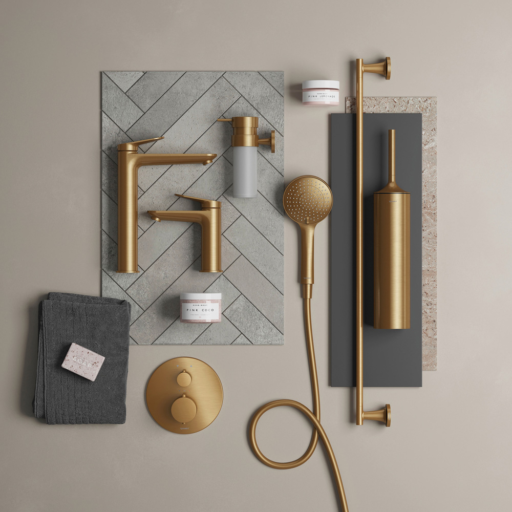 Duravit Round Brushed Bronze Wall Outlet Image 2