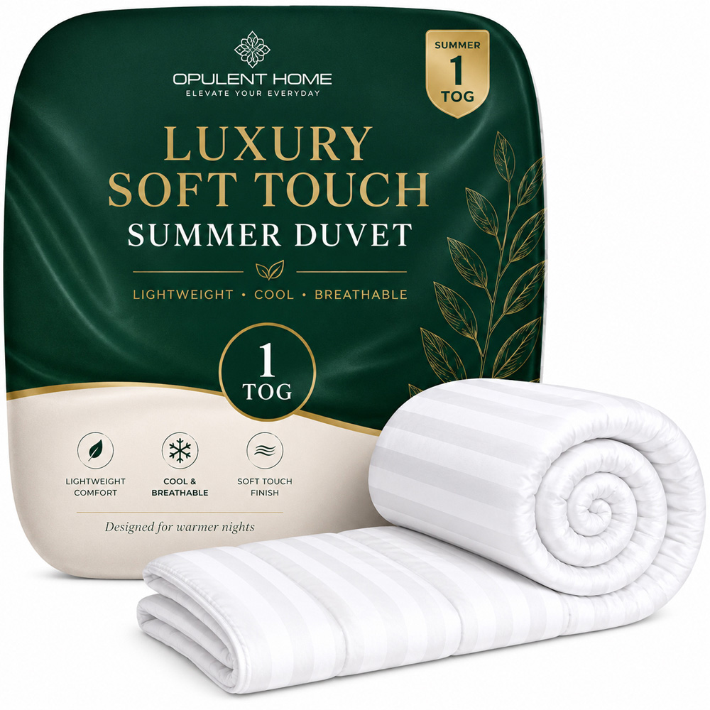 Opulent Home Double White Summer Anti-Allergy Hollowfibre Duvet 1 Tog Image 1